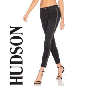 Hudson Luna Midrise Black Skinny Jeans w/ Brass